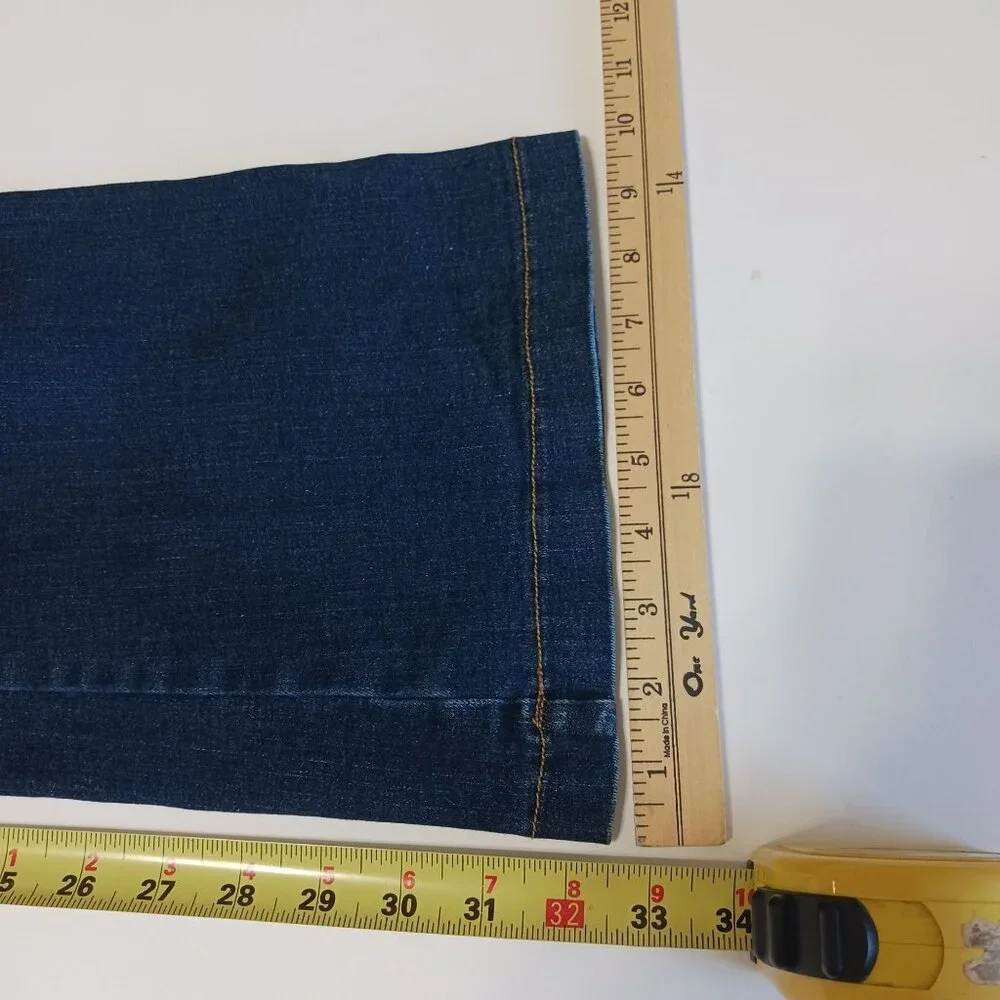 Spanx Flare Jeans Large Dark Wash Denim Stretch Slimming High Rise Shaping 70s - Picture 12 of 12